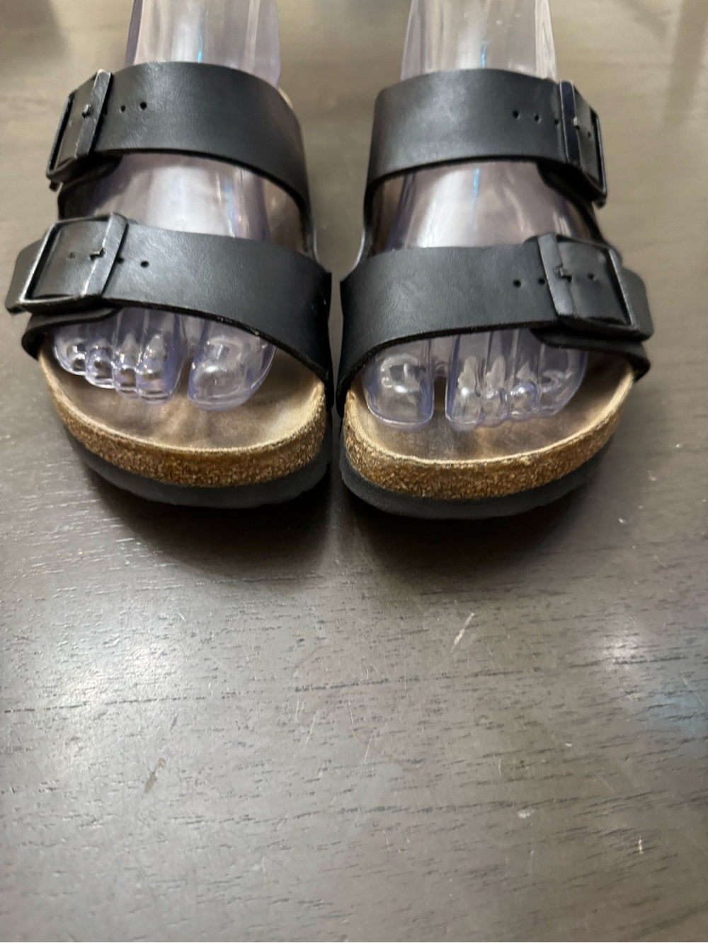 Birkenstock Black Double-Buckle Cork Footbed Sandals size  w8 - Picture 5 of 15